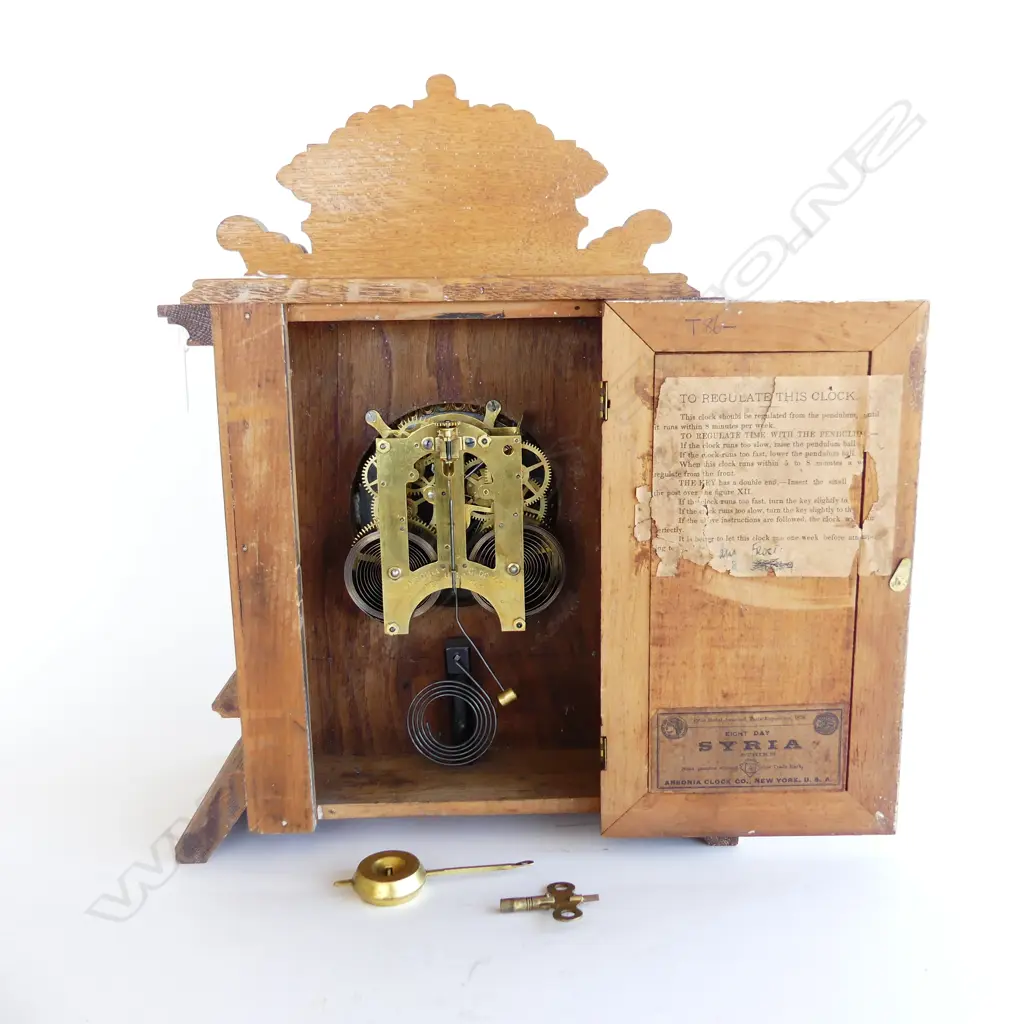 OAK ANSONIA MANTLE CLOCK. IN GOOD CONDITION . H. 440mm  Image 1++