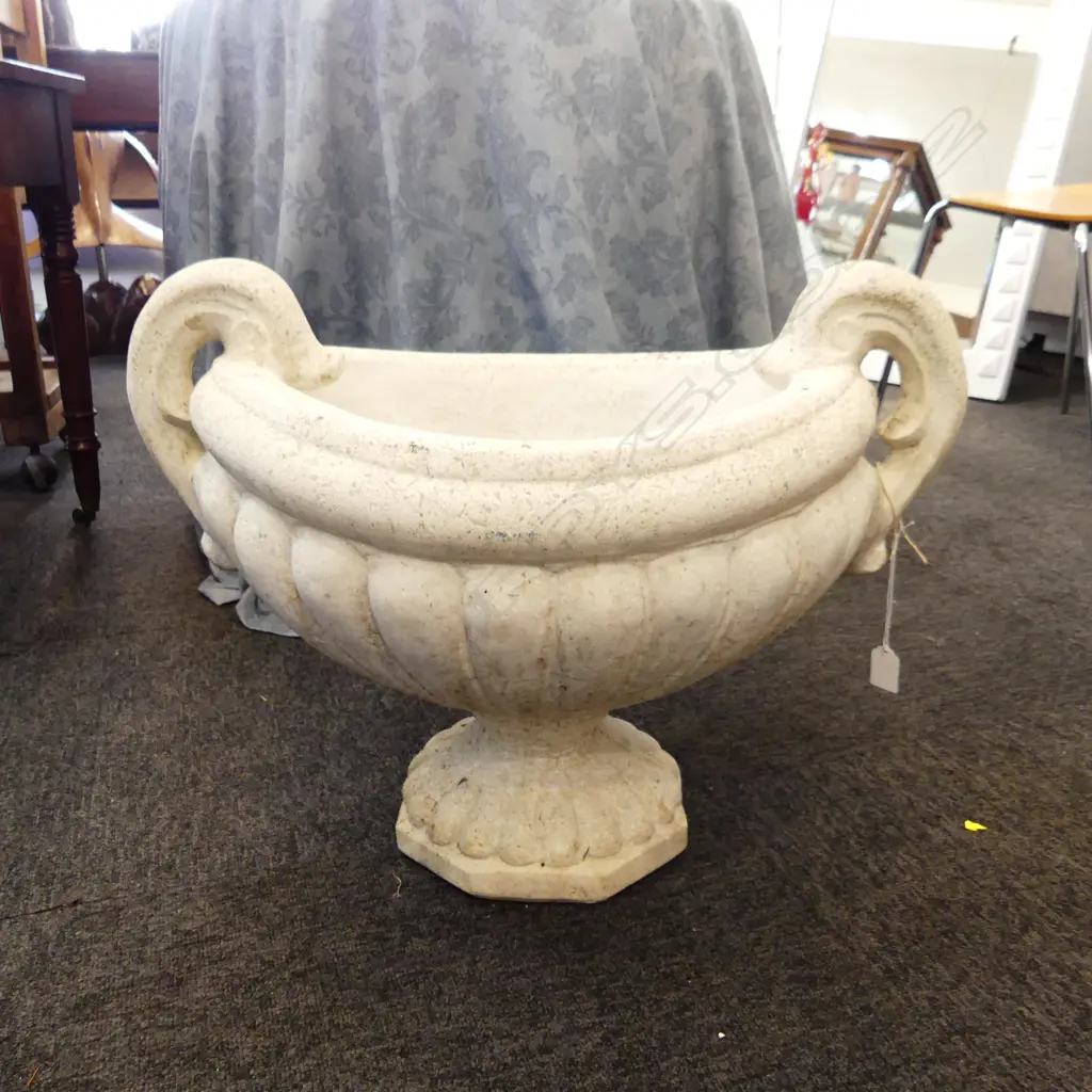 CONCRETE GARDEN PLANTER - DOUBLE HANDLED URN H.460 W.600mm Image 1++