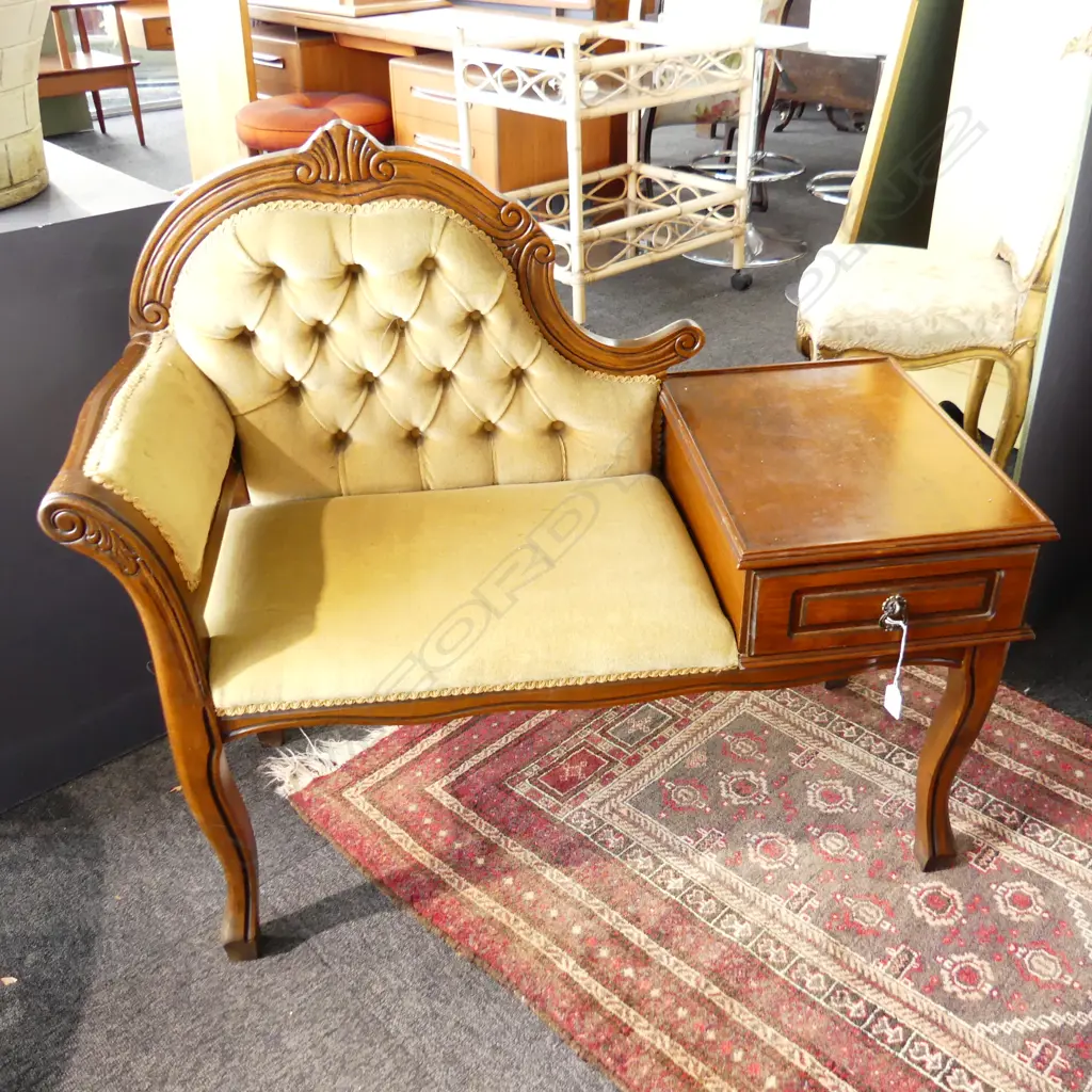VICTORIAN STYLE TELEPHONE TABLE w. CHAIR W.970mm Image 1++