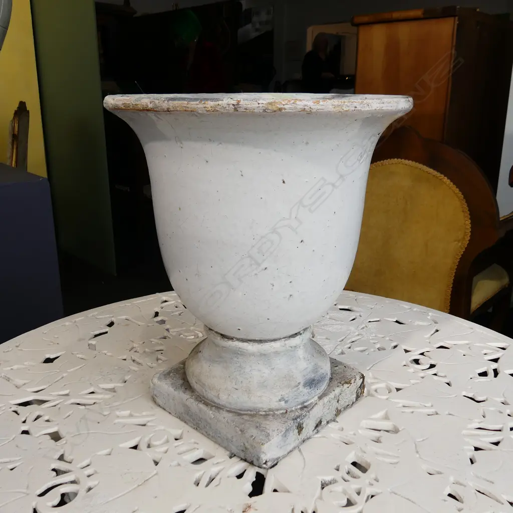 WHITE GLAZED CERAMIC GARDEN POT H.280mm Image 1++