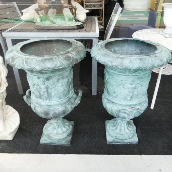 PR LG BRONZE CLASSICAL ANTIQUE STYLE GARDEN URNS H.750mm