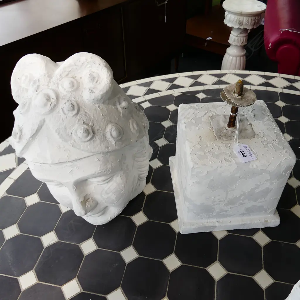 WHITE PAINTED CERAMIC CLASSICAL BUST ON STAND (joint req.glue) H.510mm Image 1++