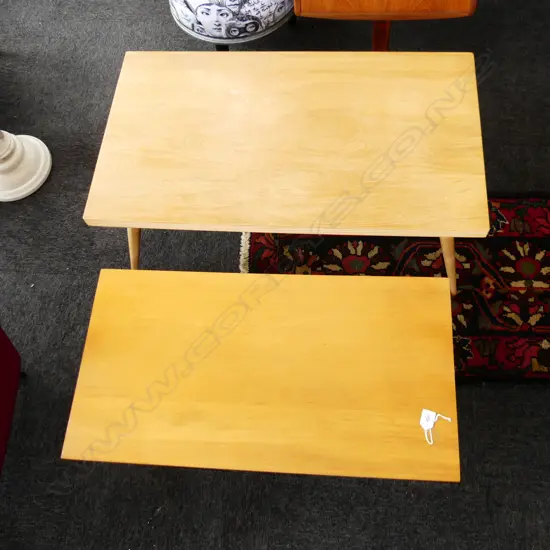 2 RETRO RIMU COFFEE TABLES SPLAYED LEGS...