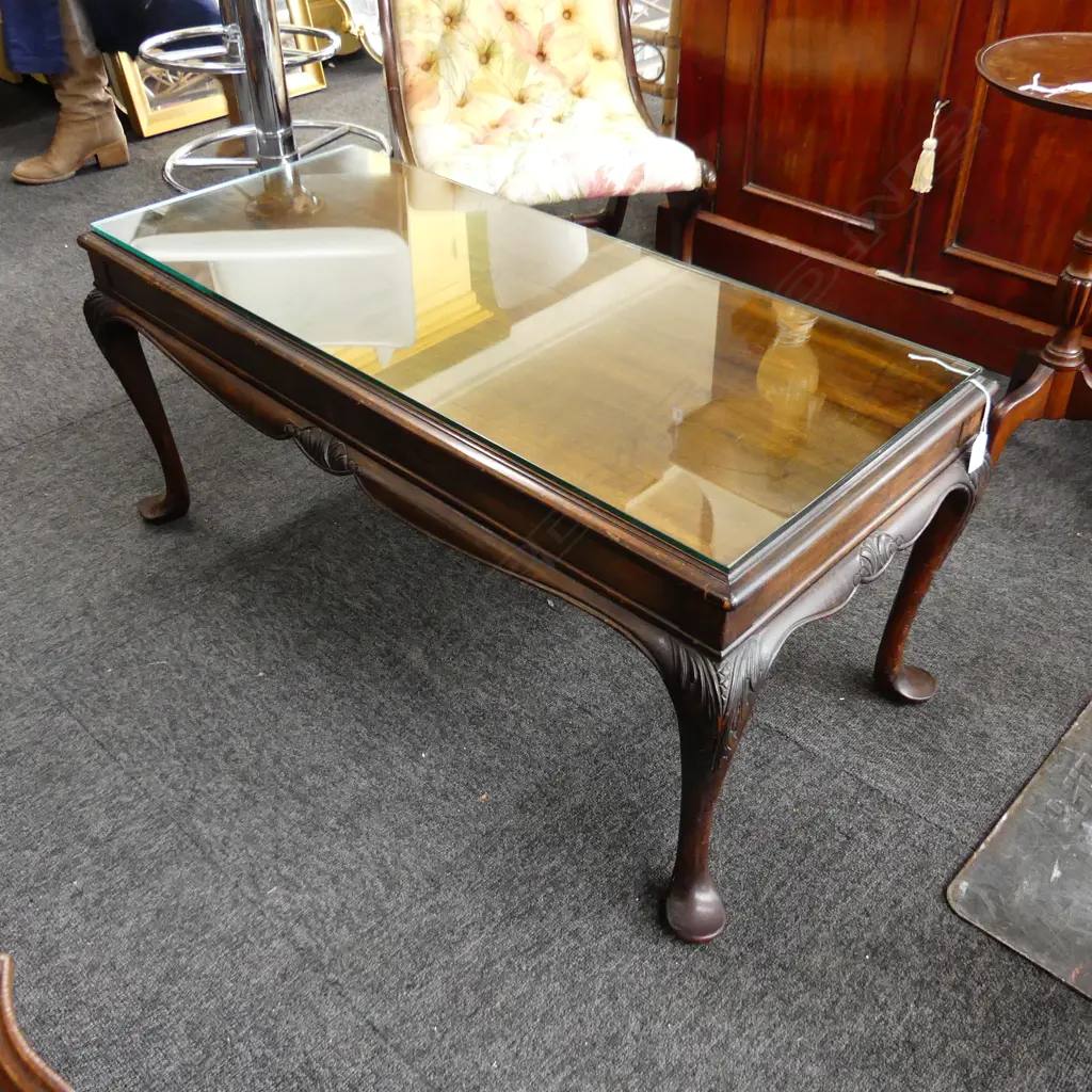 QUEEN ANNE STYLE MAHOGANY COFFEE TABLE 930x425x400mm Image 1++