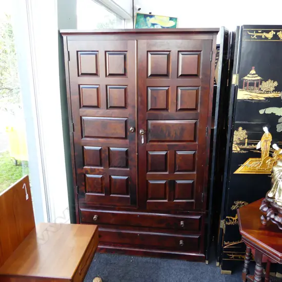 VINTAGE JAPANESE HOKKAIDO MINGEI CHERRY WOOD CUPBOARD/WARDROBE...