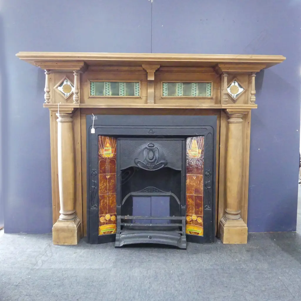 KAURI MANTELPIECE WITH CAST IRON AND TILE REGISTER 1800 x 340 x 1370mm Image 1++
