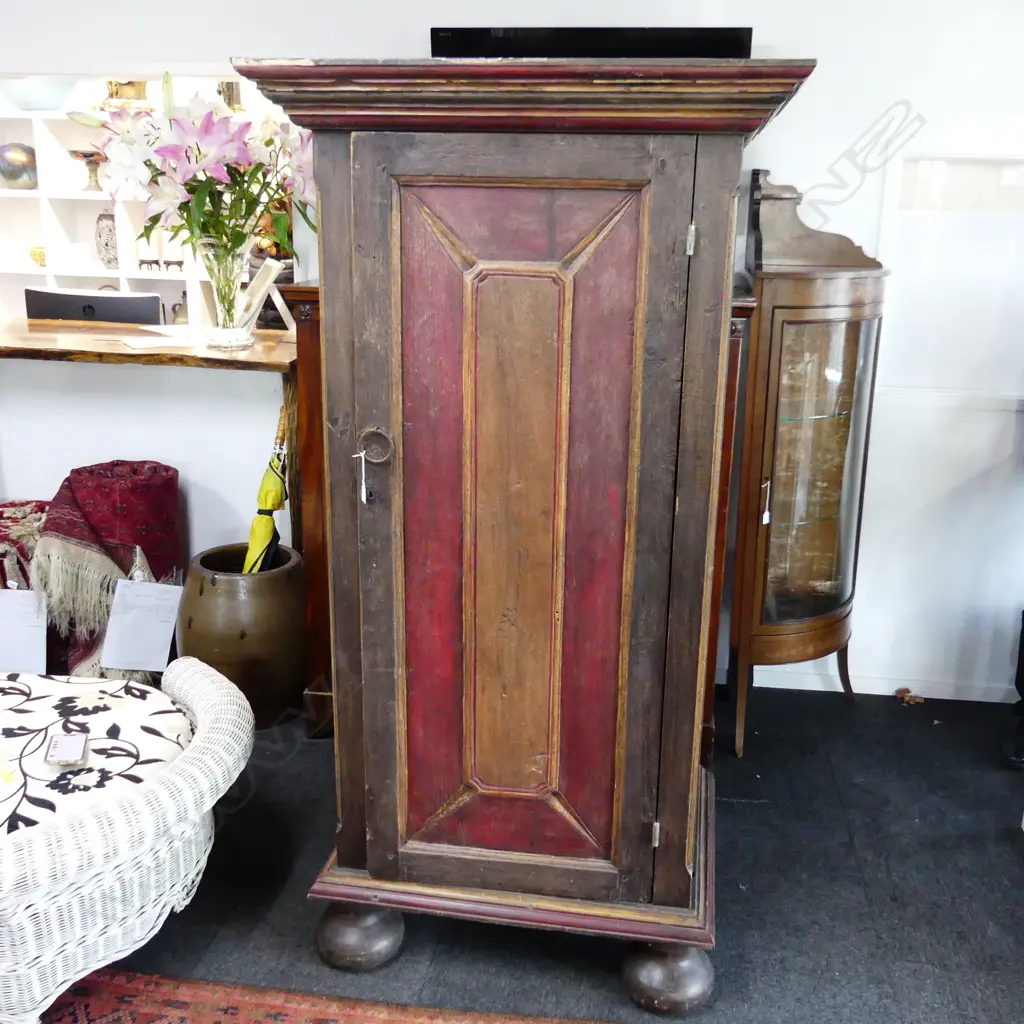 LARGE PAINTED INDIAN WOODEN CUPBOARD 1850 x 960 x 695mm Image 1++