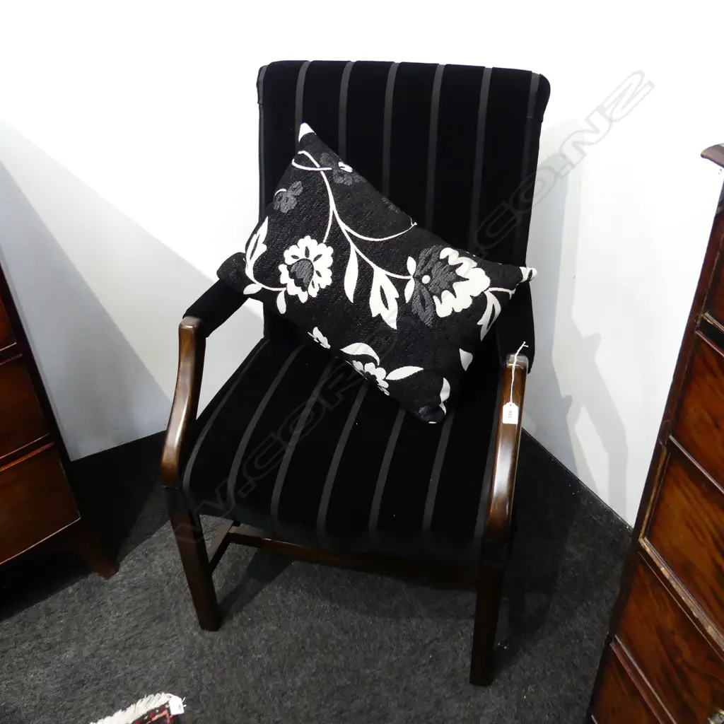 PR GEORGIAN STYLE ARMCHAIRS IN BLACK VELVET Image 1++