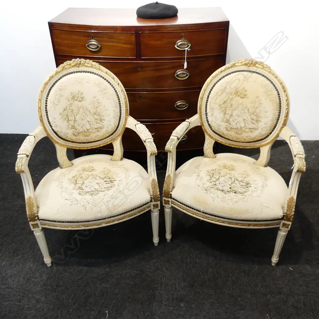 PR FRENCH BERGERE ARMCHAIRS - UPHOLSTERY WORN Image 1++