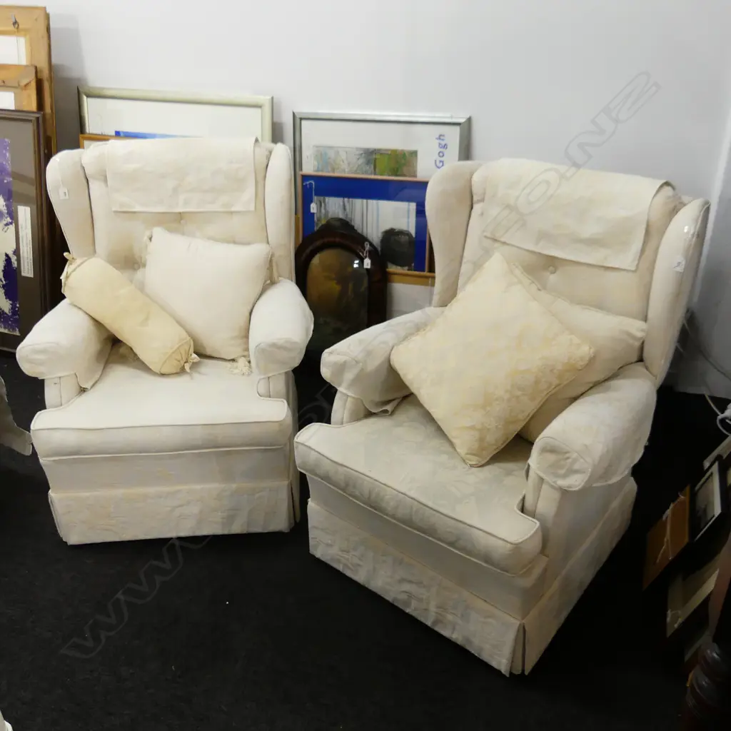 PR WHITE UPHOLSTERED ARMCHAIRS Image 1++