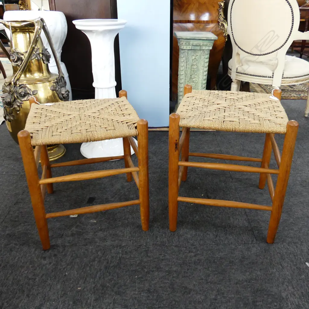 PR SIGNED  SEAGRASS STOOLS H480MM W420MM EXCELL. CONDITION Image 1++