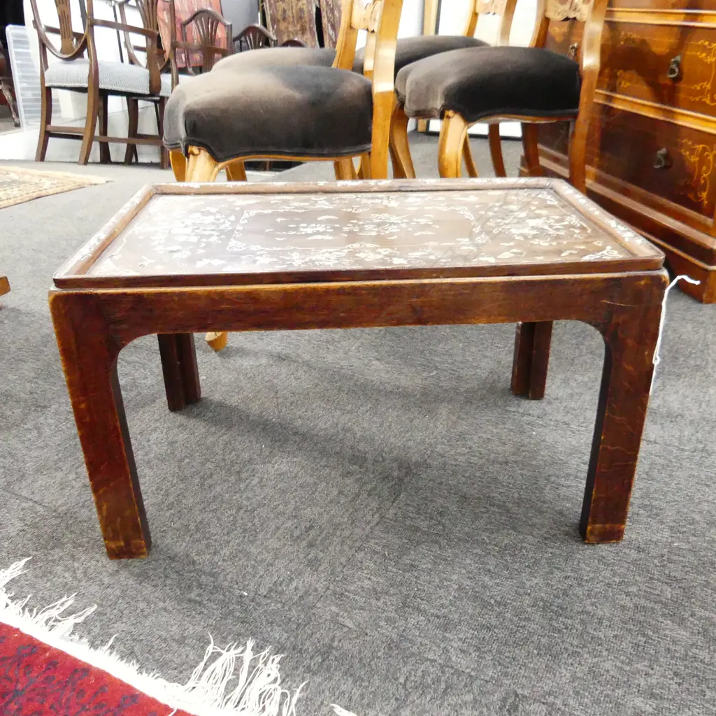 ORIENTAL MoP INLAID TRAY TABLE 615x395x355mm...some damage to top Image 1++