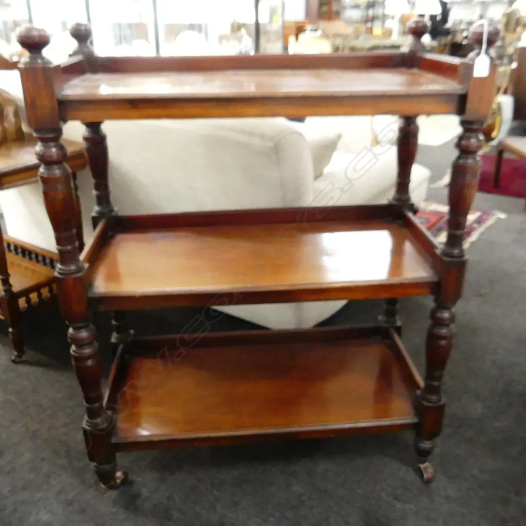 ANTIQUE 3 TIER MAHOGANY DUMB WAITER 1890x430x1110mm Image 1++
