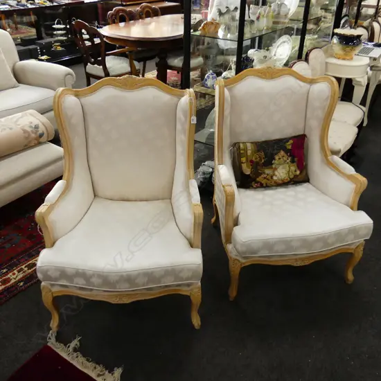 PR FRENCH STYLE ARMCHAIRS IN WHITE UPHOLSTERY 700x650x1000mm...