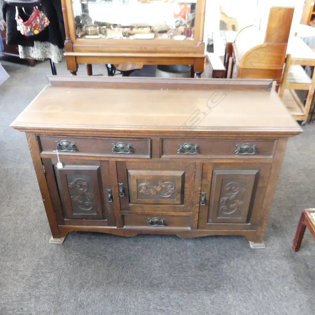 EARLY 20thC OAK ARTS & CRAFTS SIDEBOARD BUFFET 1520x560x1000mm Image 1++