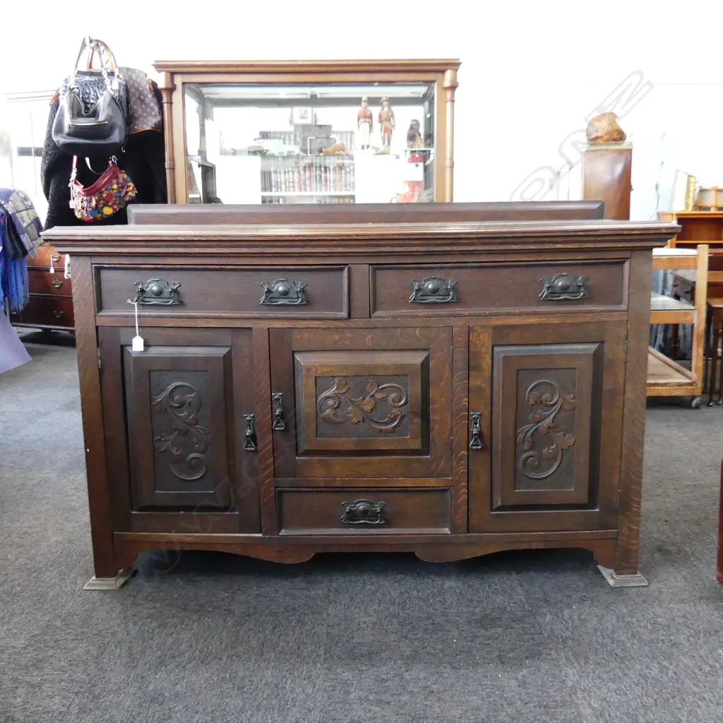 EARLY 20thC OAK ARTS & CRAFTS SIDEBOARD BUFFET 1520x560x1000mm Image 1++
