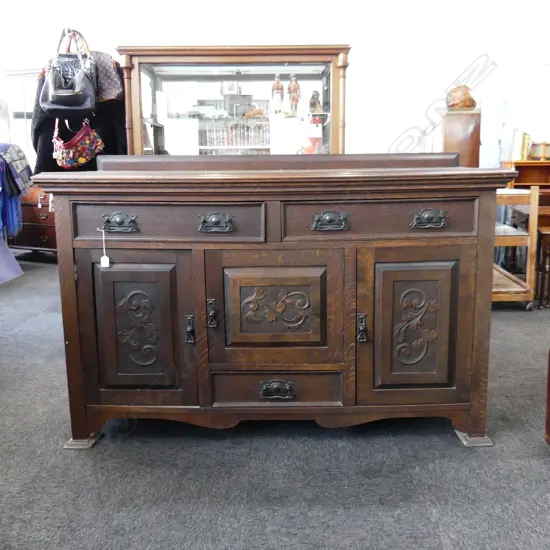EARLY 20thC OAK ARTS & CRAFTS SIDEBOARD BUFFET 1520x560x1000mm