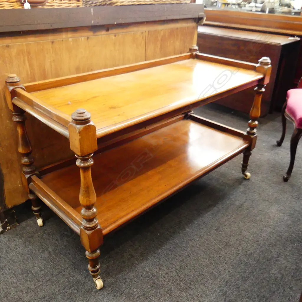 VICTORIAN MAHOGANY 2 TIER DUMB WAITER 1220x560x760mm Image 1++