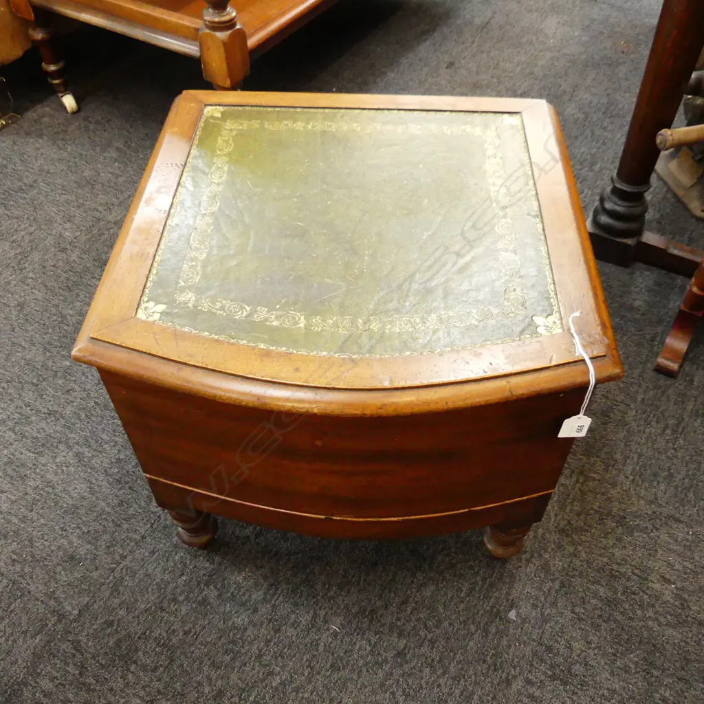 ANTIQUE MAHOGANY COMMODE - LEATHER TOP 465x460x430mm Image 1++
