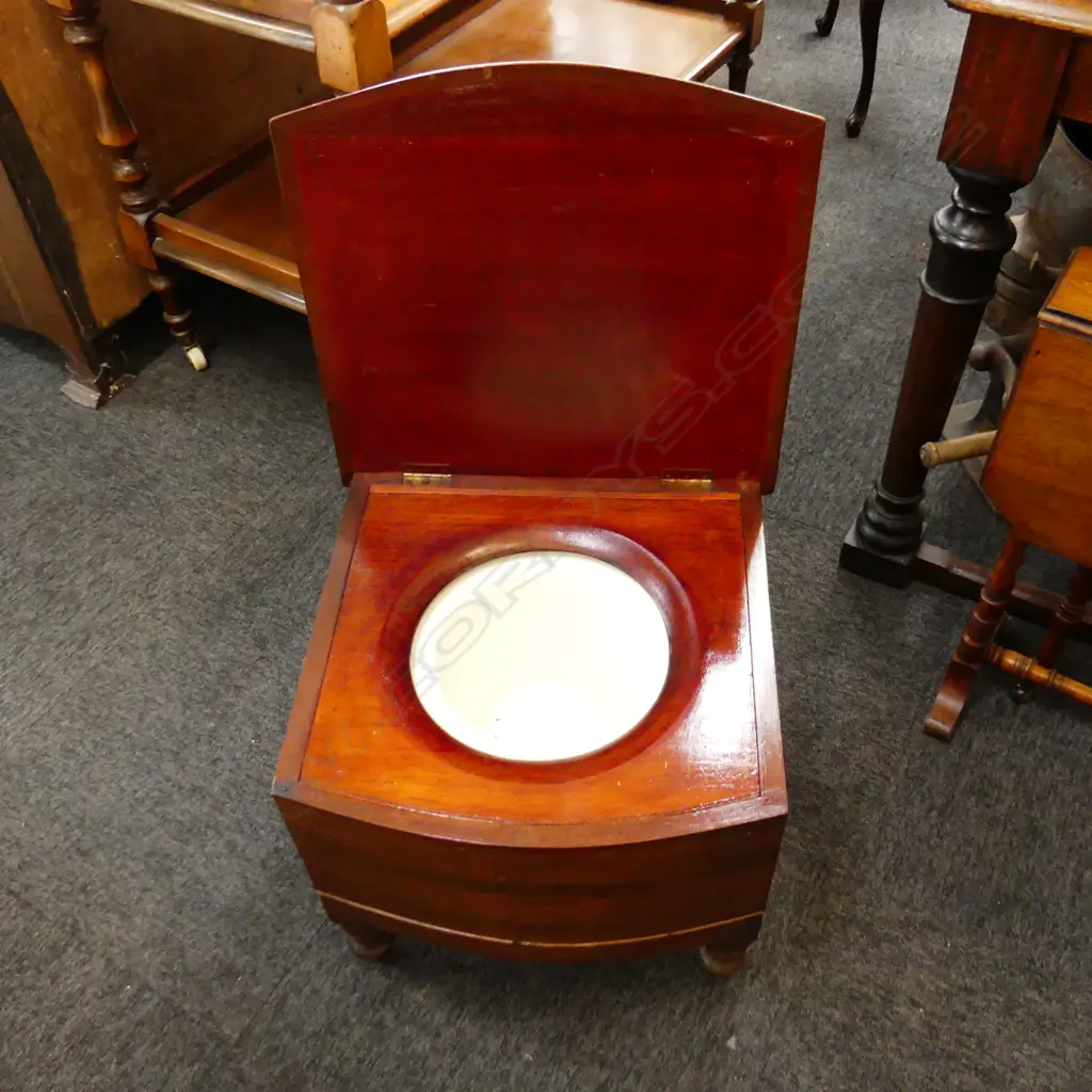 ANTIQUE MAHOGANY COMMODE - LEATHER TOP 465x460x430mm Image 1++