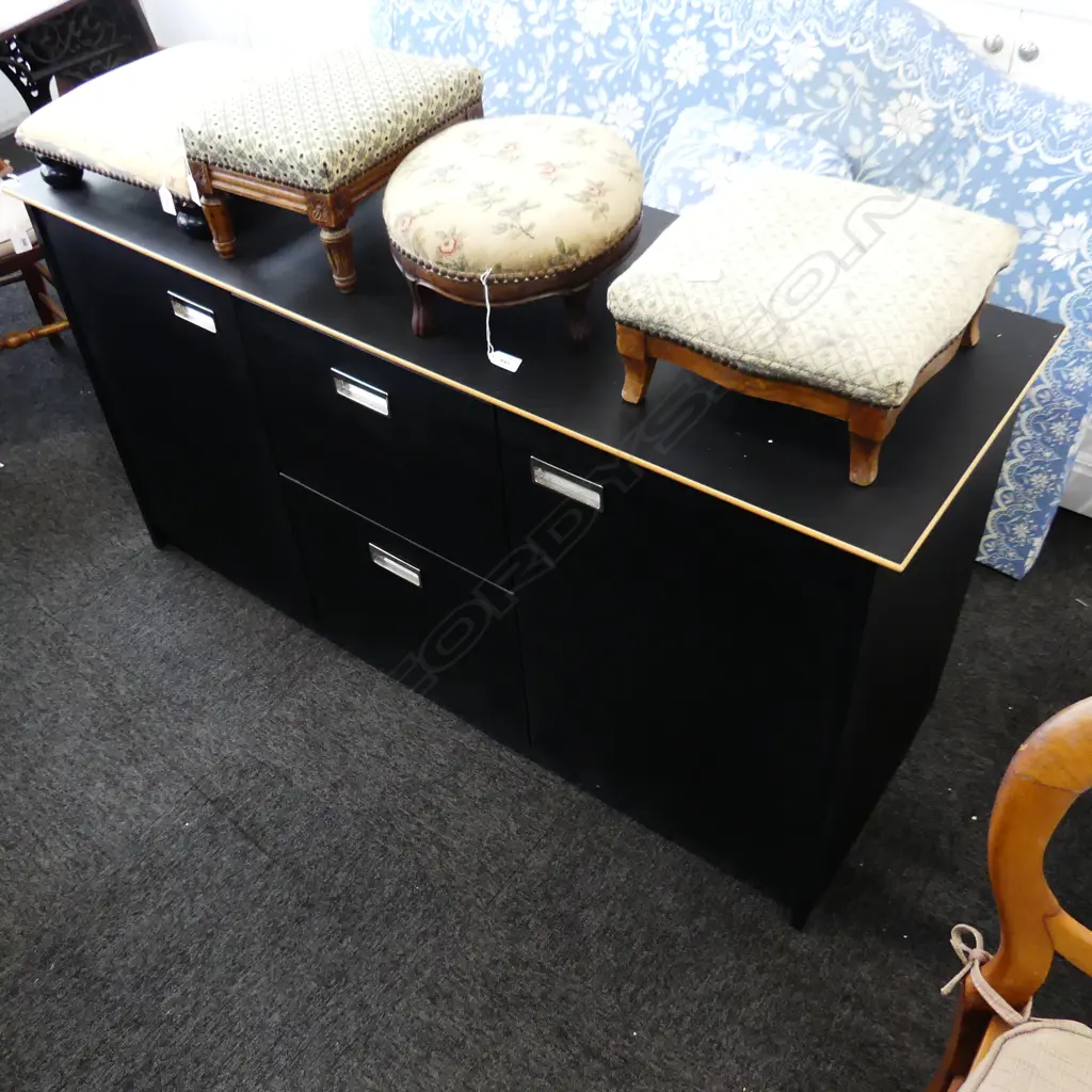 MODERN BLACK OFFICE CABINET 1430x470x725mm Image 1++