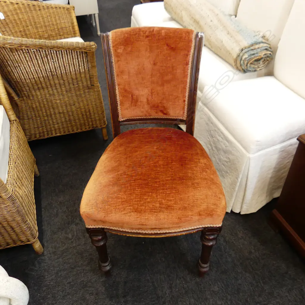 RUST COLOURED UPHOLSTERED CHAIR Image 1++