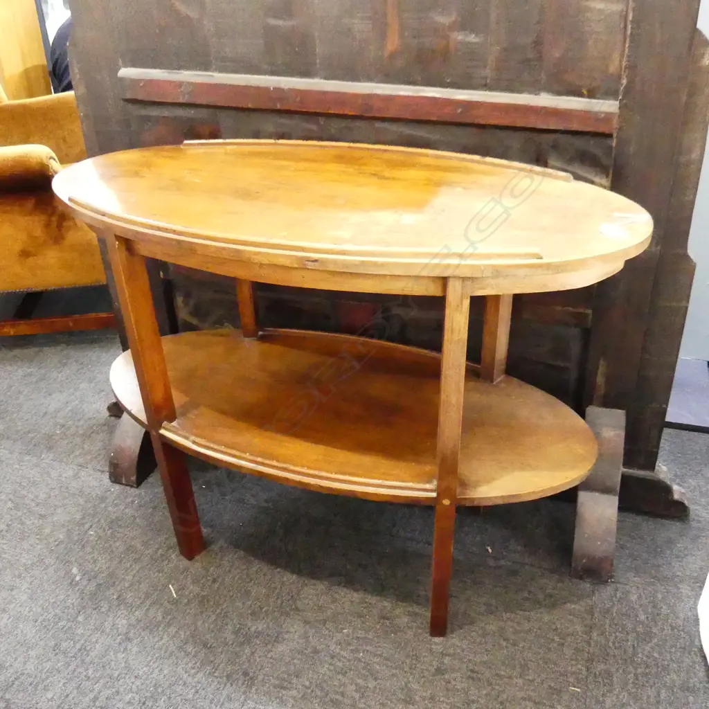 TWO TIER OVAL SIDE TABLE 910x440x715mm Image 1++