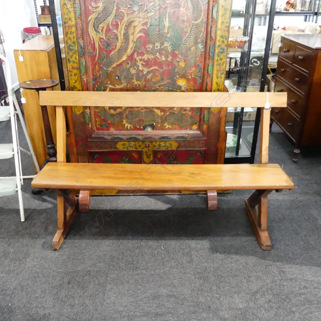WOODEN CHURCH PEW L. 1590MM Image 1++