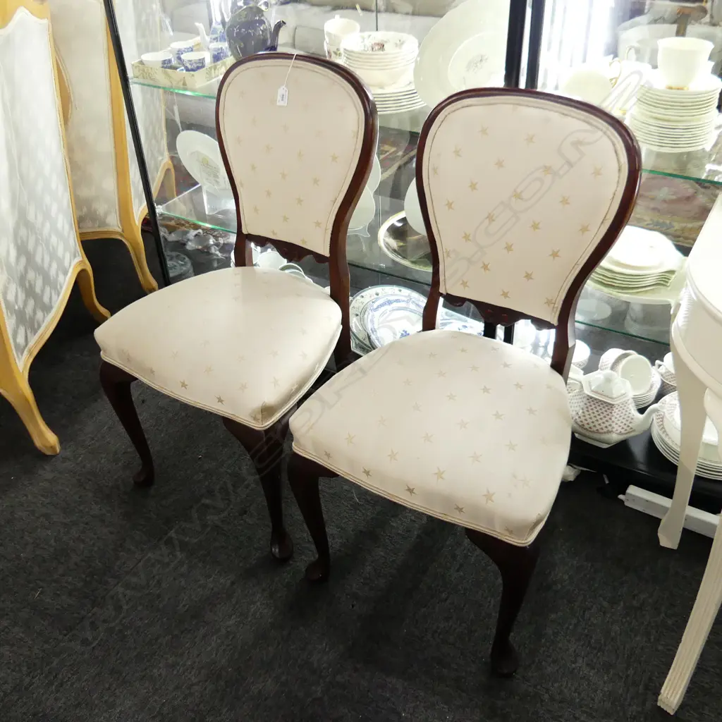 PR CABRIOLE LEG DINING CHAIRS w. STAR UPHOLSTERY Image 1++