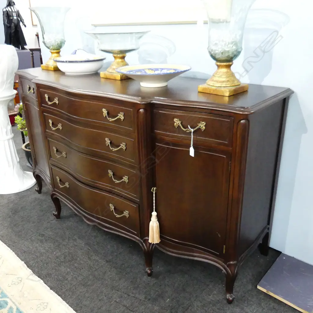FRENCH STYLE DARK STAINED MAHOGANY BREAKFRONT SIDEBOARD BUFFET 1620x560x900mm Image 1++