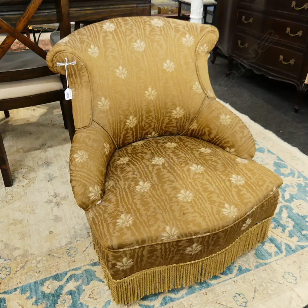 BEDROOM CHAIR - GOLD UPHOLSTERY w. TASSEL TRIM  Image 1++
