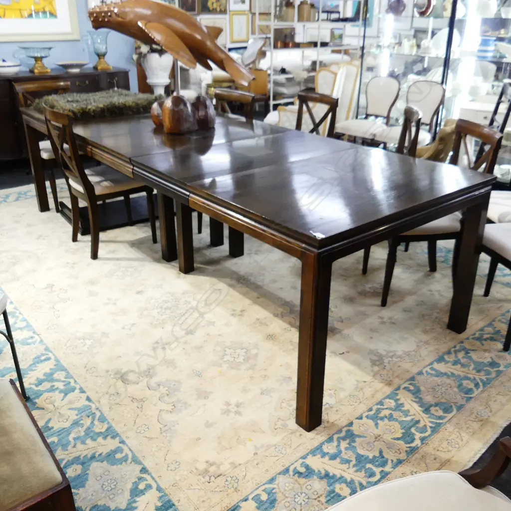 LG EBONISED DINING TABLE w. INSET CHINESE PANELS - 4 LEAVES Image 1++