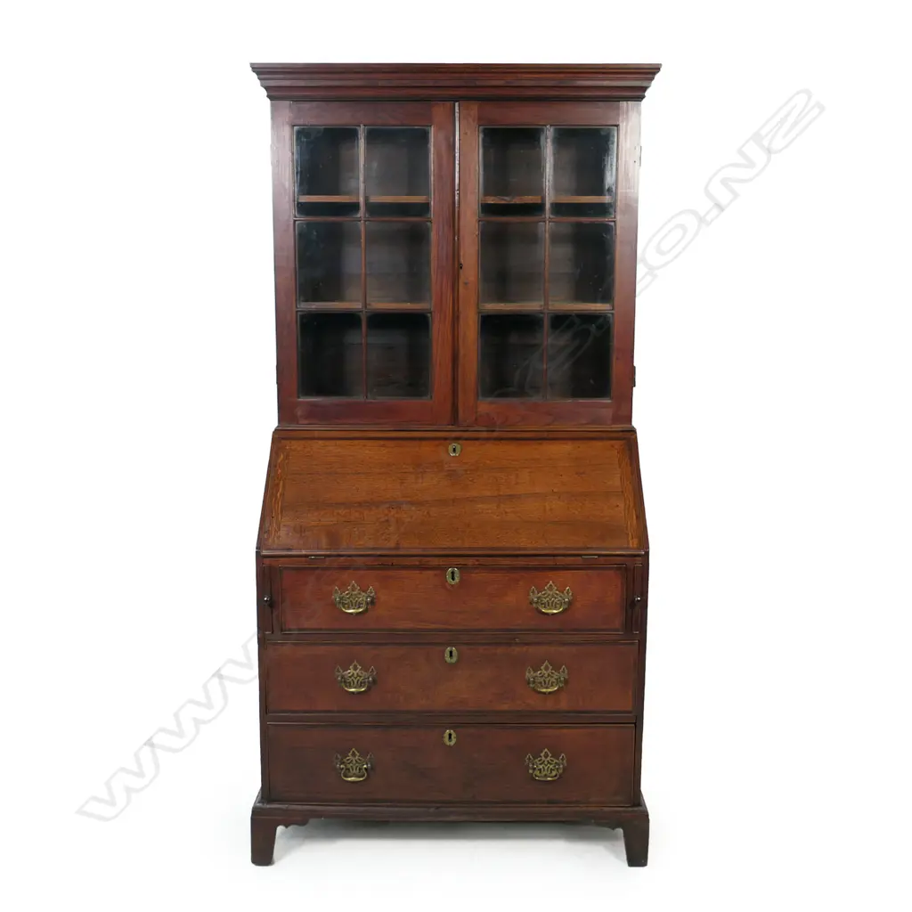A George III oak bookcase bureau, Image 1++