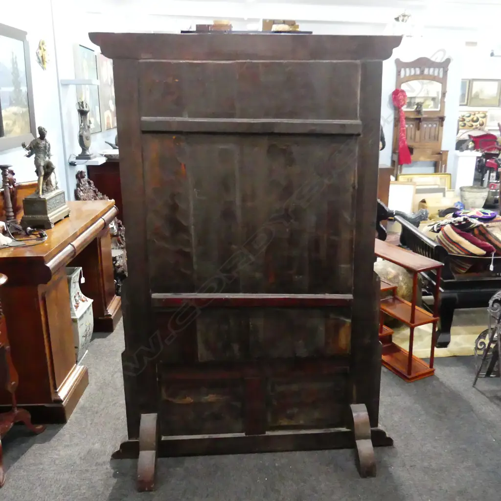 OLD FREE STANDING ORIENTAL SCREEN CARVED & PAINTED.H.1860mm Image 1++