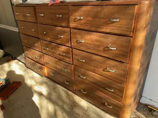 HUGE VINTAGE 1950s WOODEN DRAWERS (15) 2300x530x1360mm... Image 1++