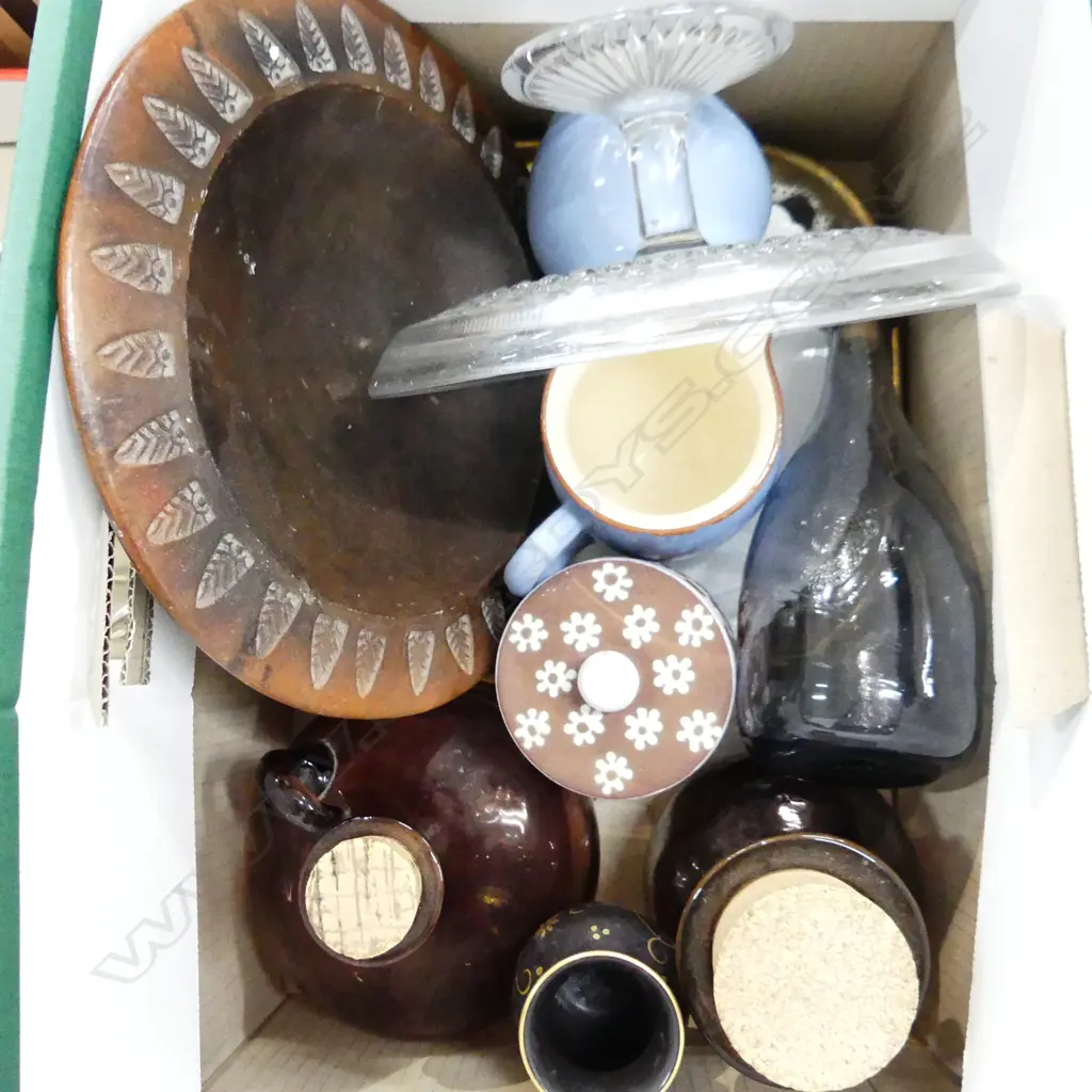 BOX LOT CHINA HAND BLOWN GLASS BOTTLES ETC Image 1++