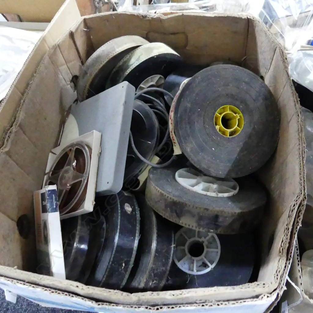 BOX LOT VINTAGE FILM REELS ETC Image 1++