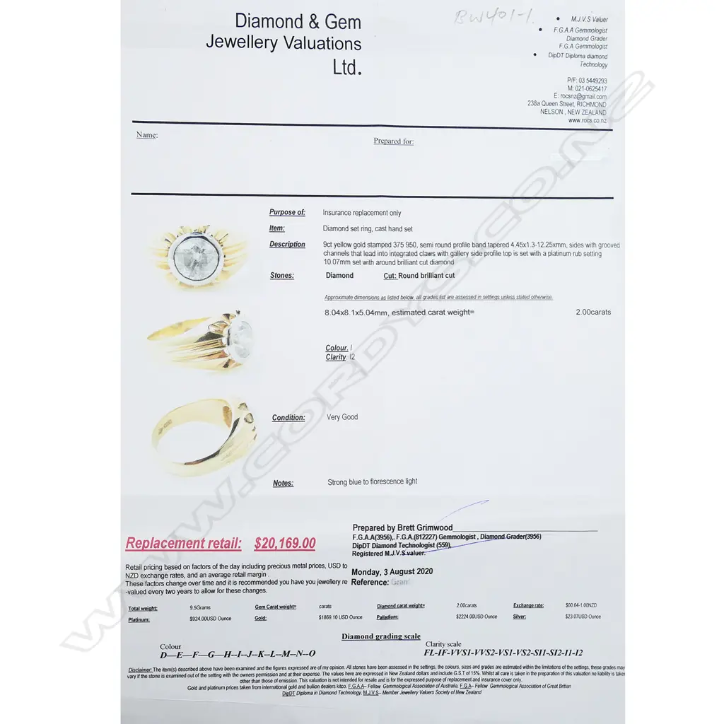 9CT YELLOW GOLD & 2CT DIAMOND SOLITAIRE RING Val. $20,000 Image 1++