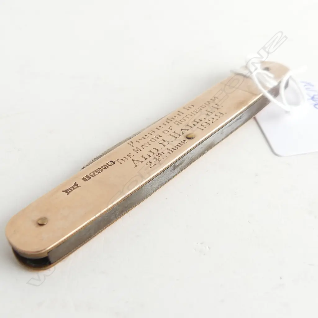 LGE 9ct POCKET KNIFE SHEFFIELD 1928 SILVER & STAINLESS BLADES Image 1++