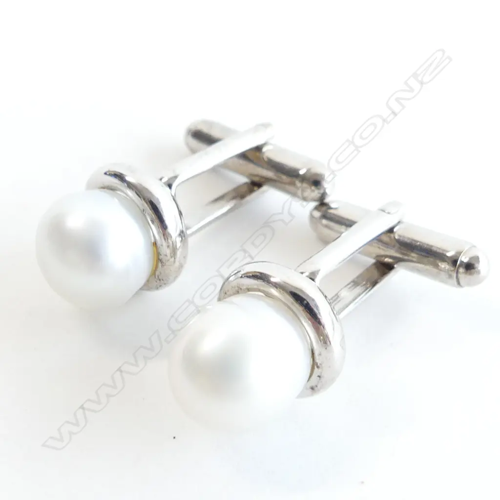 PR 925 SILVER & SOUTH SEA PEARL SET CUFFLINKS  Image 1++