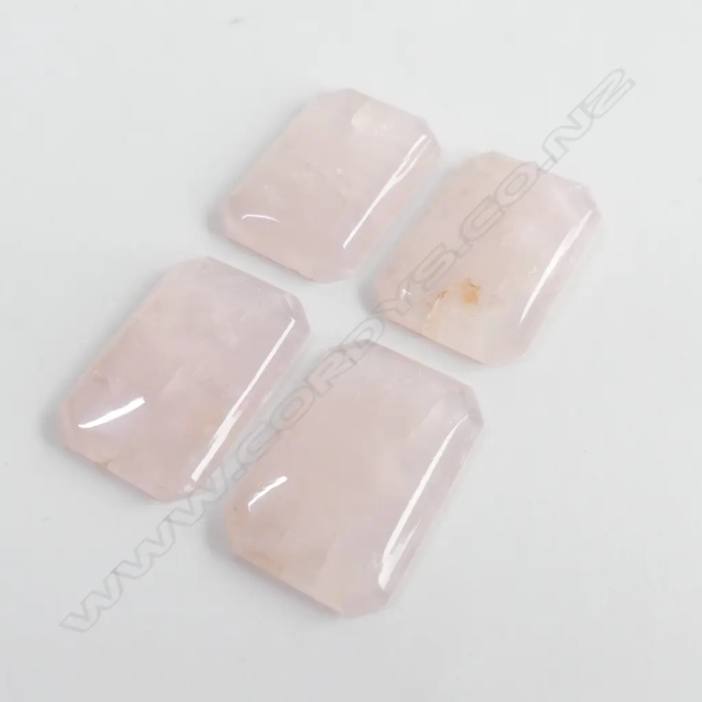 4 LG ROSE QUARTZ CABOCHONS  Image 1++