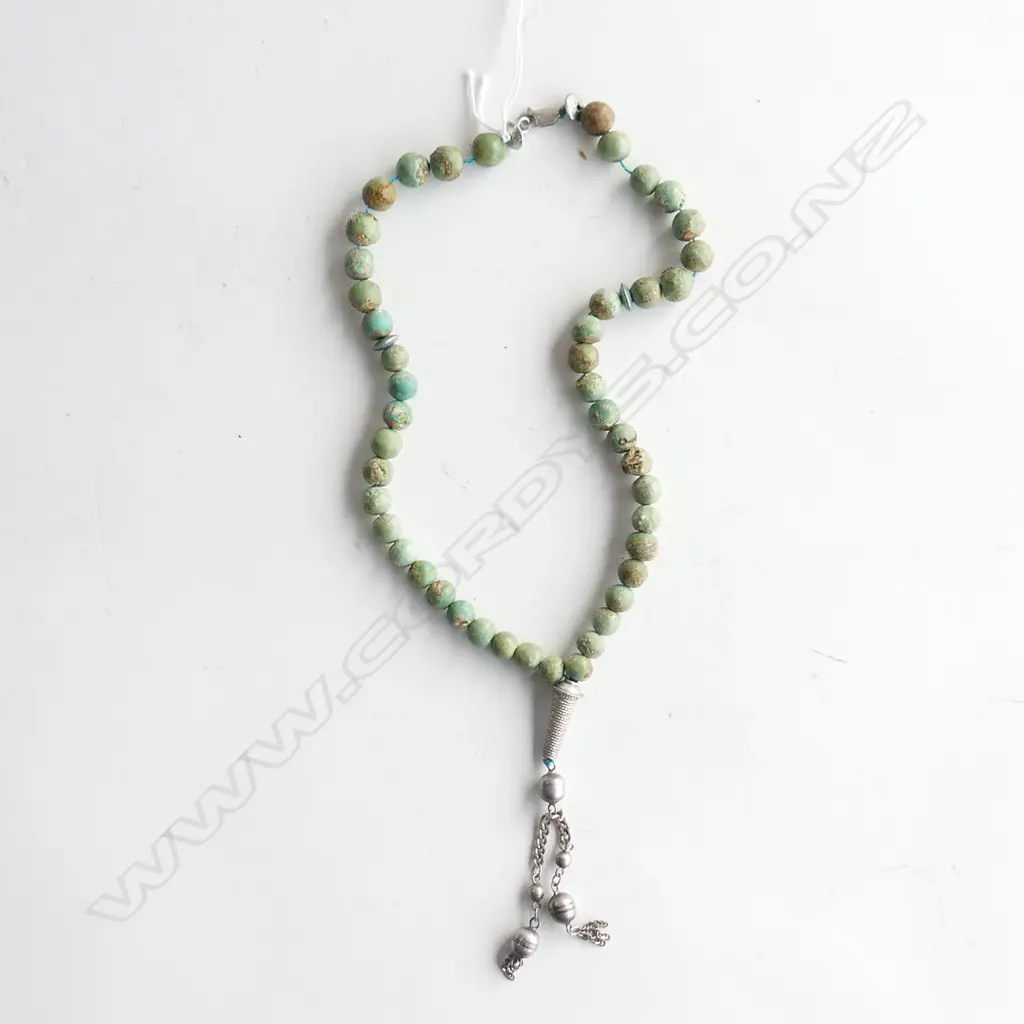 TURQUOISE & SILVER BEAD TRIBAL NECKLACE Image 1++