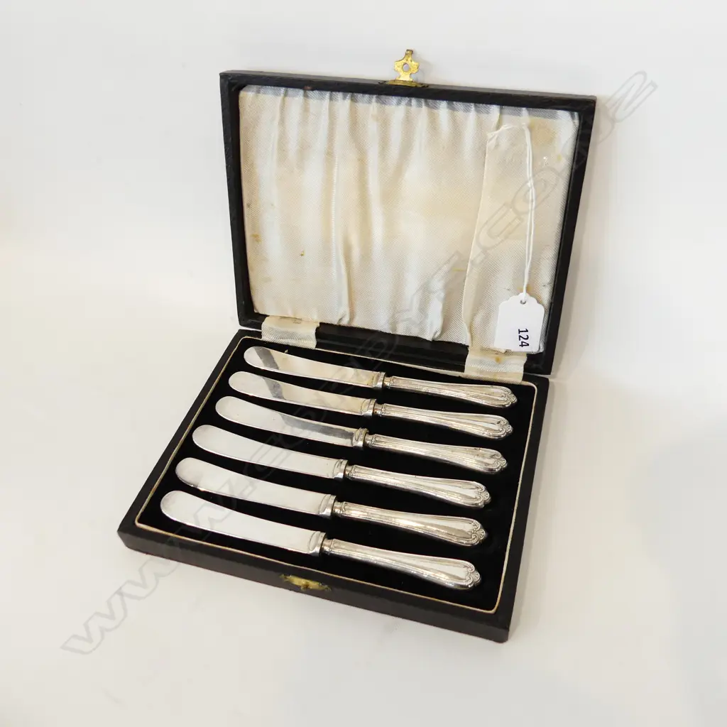 STG SILVER SET OF 6 PATE KNIVES IN BOX, SHEFFIELD 1937 Image 1++