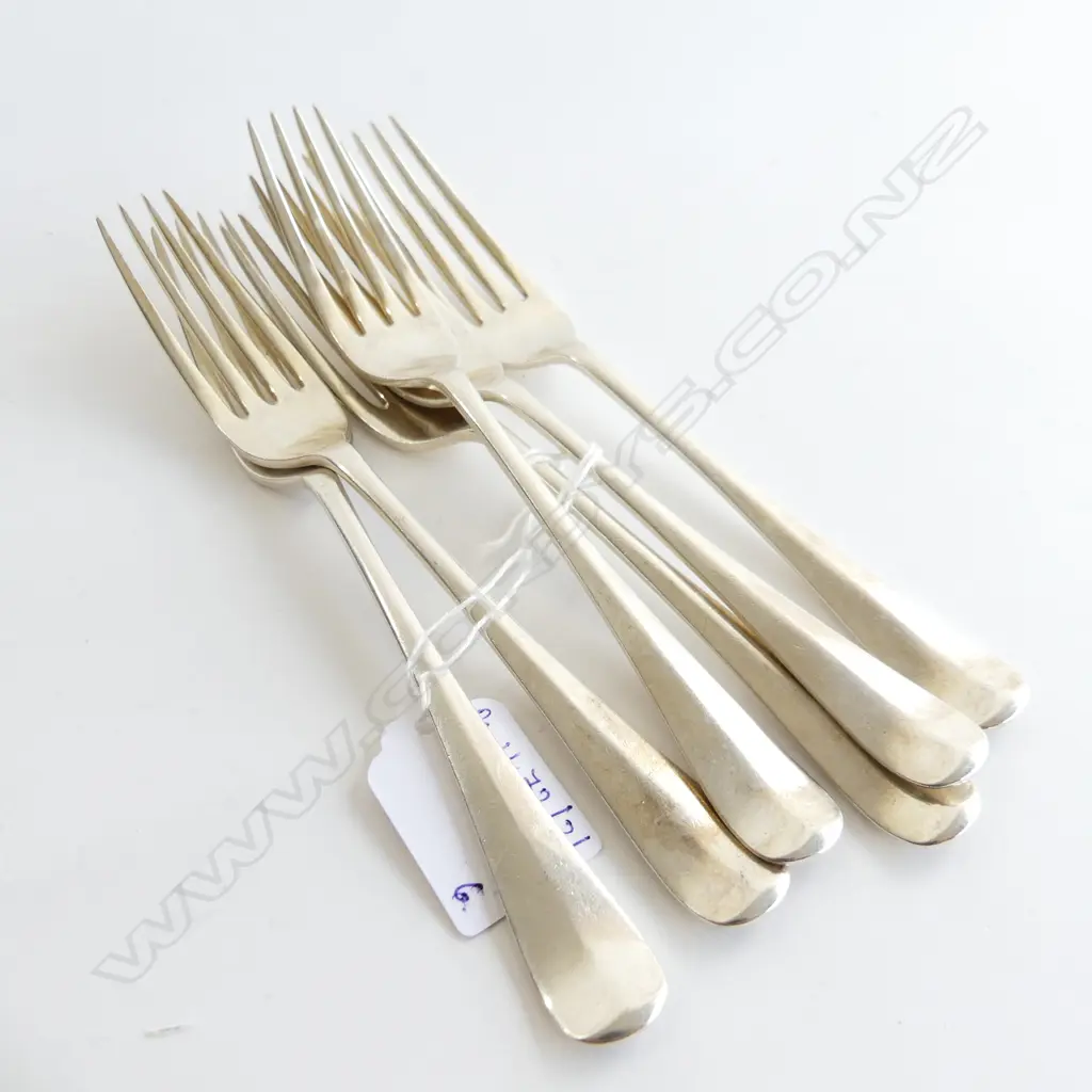 6 WALKER & HALL STG SILVER LUNCHEON FORKS SHEFFIELD 1929 L.180mm 309 GRAMS Image 1++