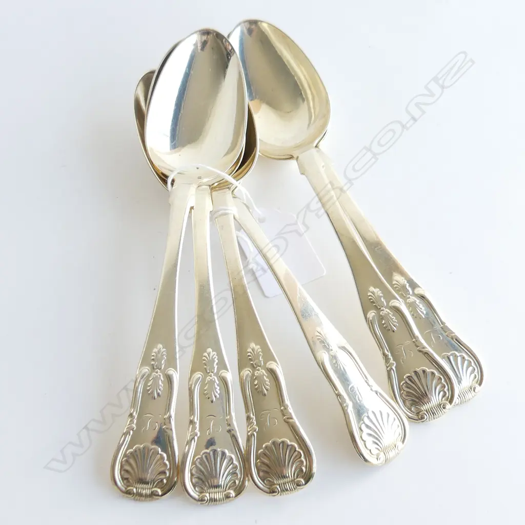 6 STG SILVER KINGS PATTERN DESSERT SPOONS EDINBURGH 1839 235 GRAMS Image 1++
