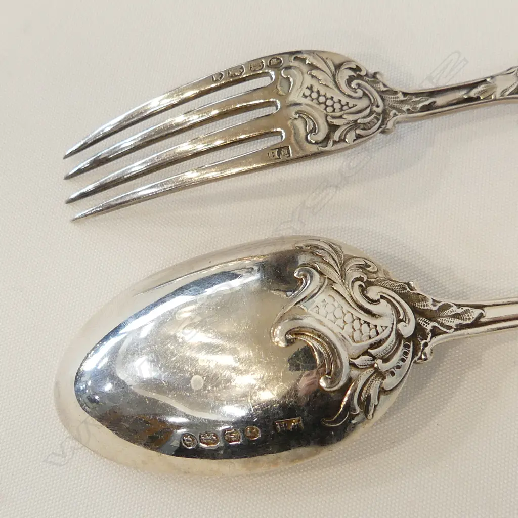 STG SILVER DESSERT SPOONS & FORK LONDON 1855 81 GRAMS Image 1++