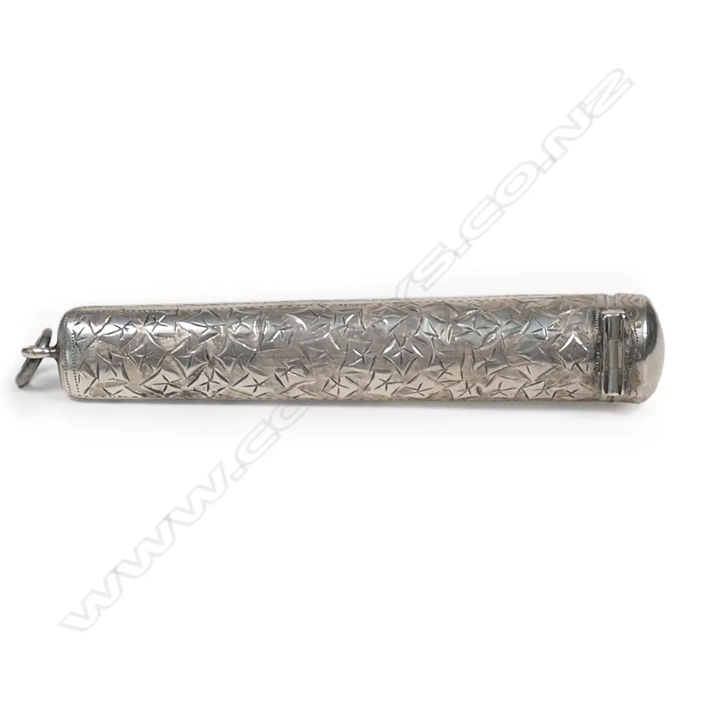 A silver engraved cigarette case and holder, Birmingham 1911 Image 1++