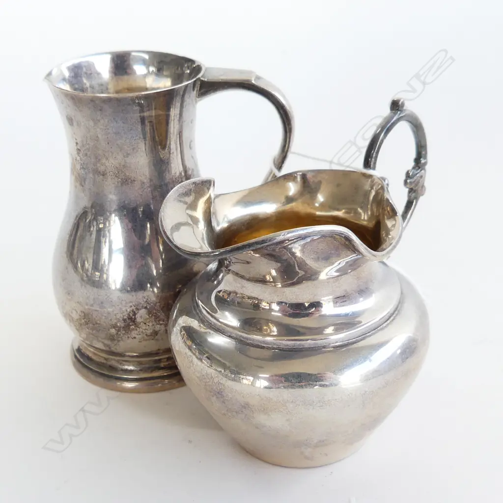 2 SMALL STG SILVER JUGS; SHEFFIELD 1910,B'HAM 1901162 GRAMS Image 1++