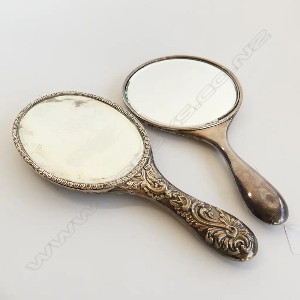 2 STG SILVER HAND MIRRORS; LONDON 1902, 1913  Image 1++
