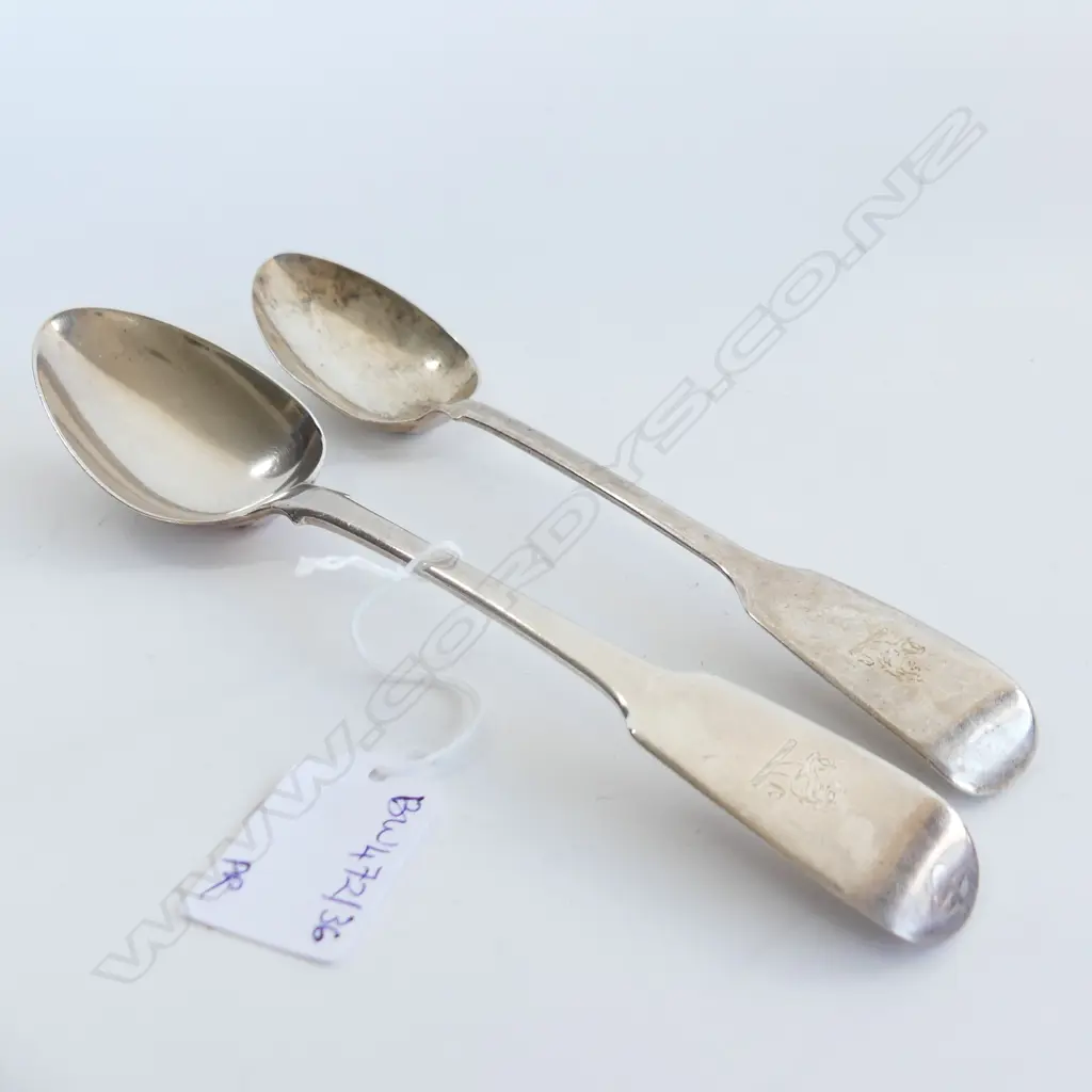 PR GEORGIAN STG SILVER PIE SPOONS; LONDON 126 GRAMS Image 1++